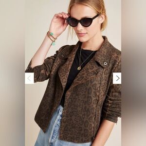 Marrakech Marni Leopard Moto Jacket | Anthropologie | Like New